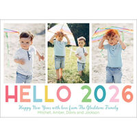 Colorful Hello 2026 Flat New Year Photo Cards