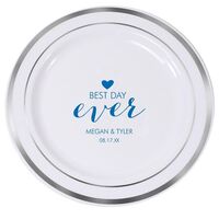 Best Day Ever with Heart Premium Banded Plastic Plates