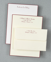 Wine Hand-Bordered Letter Sheets (5.75 in. x 7.75 in.)- Raised Ink