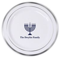 Lights of the Menorah Premium Banded Plastic Plates