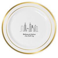 New York City Skyline Premium Banded Plastic Plates
