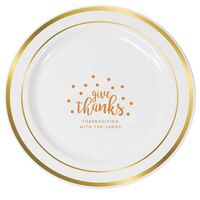 Confetti Dots Give Thanks Premium Banded Plastic Plates