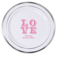 Retro Love Premium Banded Plastic Plates
