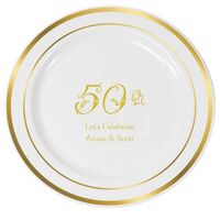 Pick Your Vintage Anniversary Premium Banded Plastic Plates
