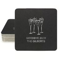 2025 New Years Glasses Square Coasters