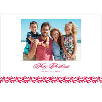 Red Berry Vine Photo Flat Letterpress Holiday Cards