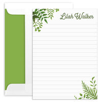 Summer Ferns Flat Note Cards with Optional Lines