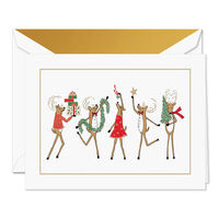 Festive Reindeer Folded Holiday Cards - Raised Ink