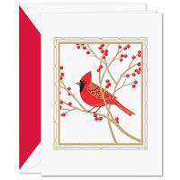 Cardinal Folded Holiday Cards - Raised Ink